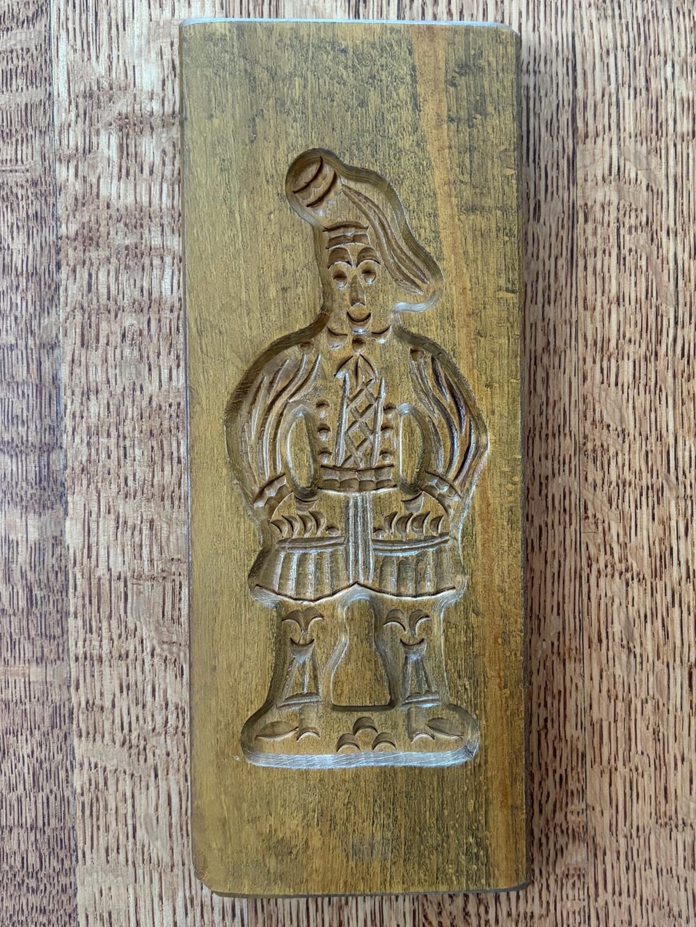 Dutch Speculaasplank Springerle Carved Wooden Cookie Mold 11” Vintage Folk Art